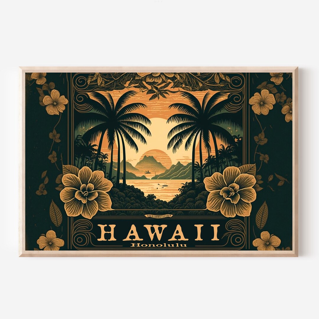 Digital Art Hawaii Art Vintage Art Digital Download Hawaiian Wall Art