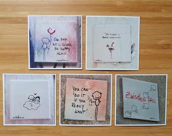 Fridge magnet - photos of sweetsnini's street art tiles with different sayings - like being on cloud nine!