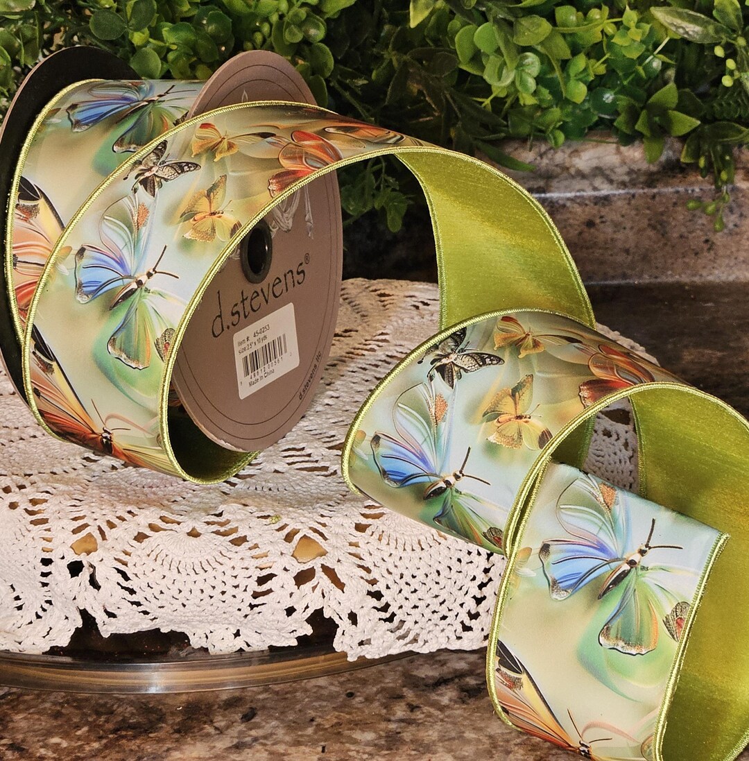 D Stevens Butterfly Ribbon, Taffeta Acrylic Look Assorted Colorful ...