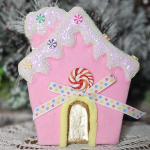 Christmas December Diamonds Gingerbread Pink Candy House Ornament Wreath Embellishment