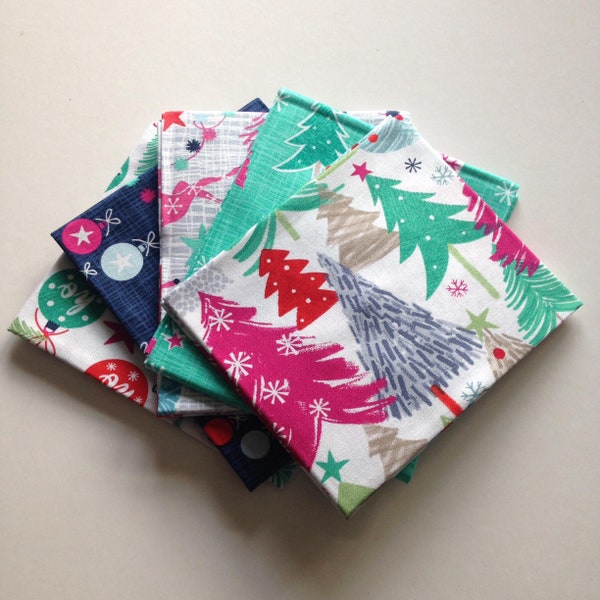Colourful Christmas 100% Cotton Fat Quarter Bundle from The Craft Cotton Company