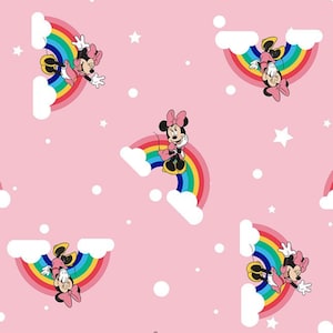 Disney Minnie Mouse Rainbow 100% Cotton Digitally Printed Quilting Fabric