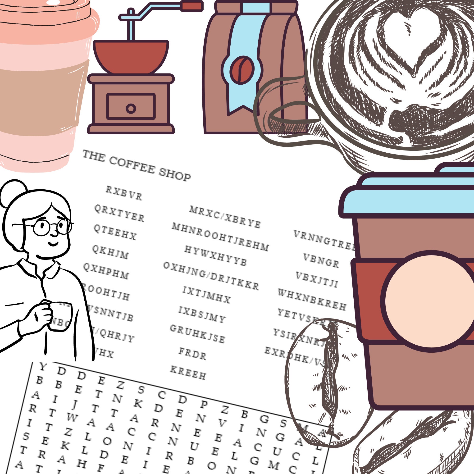 Coffee Cryptogram & Word Search Puzzle Etsy