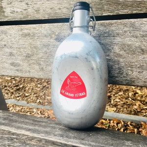 Gourde Vintage Le Grand Tétras 1L - Aluminium Rouge Avec Bouchon Mécanique - Made In France