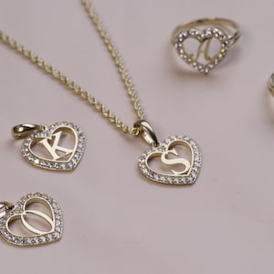 10K Heart Initial Pendant ONLY / Alphabet Letter Pendant / Dainty Jewelry / Gift For Her / Christmas Gift