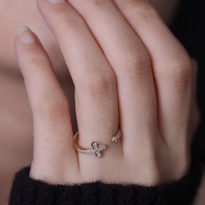 14k Cubic Cross Rings / Religious Ring / Christian Jewelry / CZ Crucifix Rings / Thumb Ring