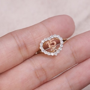 14k 15 Anos Quinceanera Ring / Fifteen Birthday Gift / Sweet 15 Años / 15 Anos Girl Birthday Gift