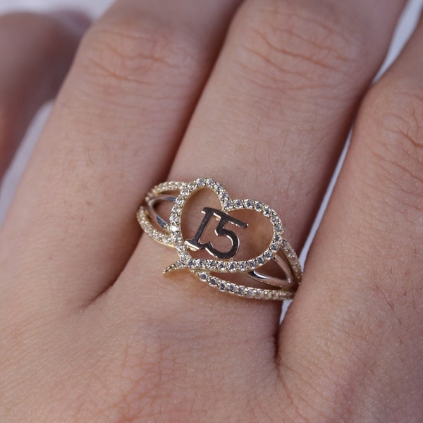 14k Quinceanera Ring / Quince Anos Ring / 15 years Birthday Rings / Birthday Gift / Gift For Daughter