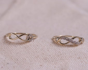 14k Solid Gold Dainty Infinity Rings - 2 Different Styles
