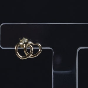 14k Double Heart Earrings / Dainty Gold Earring / Minimalist Heart Earrings / Women Jewelry / Gift / Christmas Gift