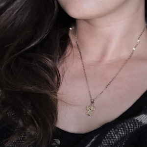 14k Yellow Gold Angel Pendant, Baby Angel Pendant, Guardian Angel, Religious Pendant, Dainty Angel Necklace