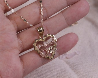 14k Gold Sweet 15 Heart Pendant / Quinceañera Necklace / 15 Anos Quinceanera Charms / Birthday Gift