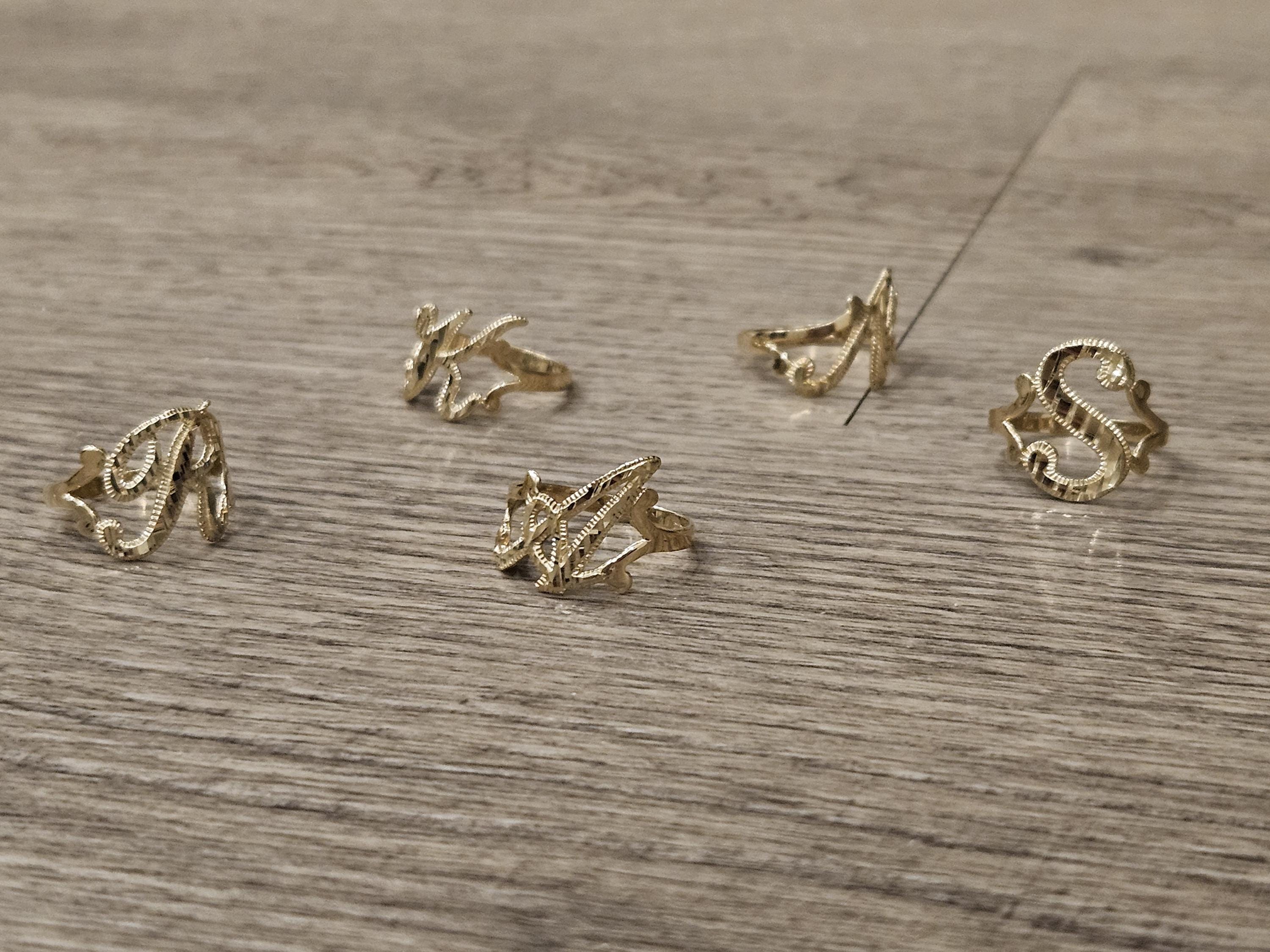 10K Gold Initial Ring / Cursive Initial Alphabet Ring / Initial Letter Alphabet Ring