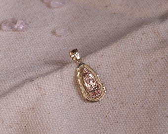 14k Gold "Super Tiny" Guadalupe Necklace / Religious Pendants / Gift for Her