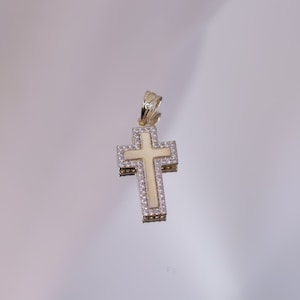 14k Gold Lightweight Cross Pendant / Dainty Religious Pendant / Cross Charm Unisex Women Men / Gift For Jewelry Lover