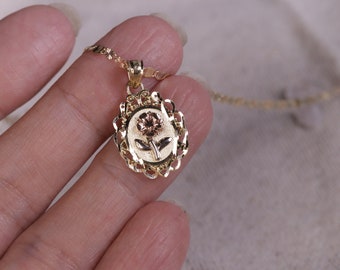 10k Gold Rose Pendant / Women Necklace / Flower Pendant / Gift For Her