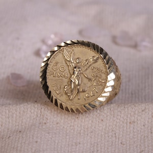10K Gold 50 Pesos Men&#39;s Ring / 50 Pesos Centenario Ring / Men&#39;s Ring / Gift For Dad