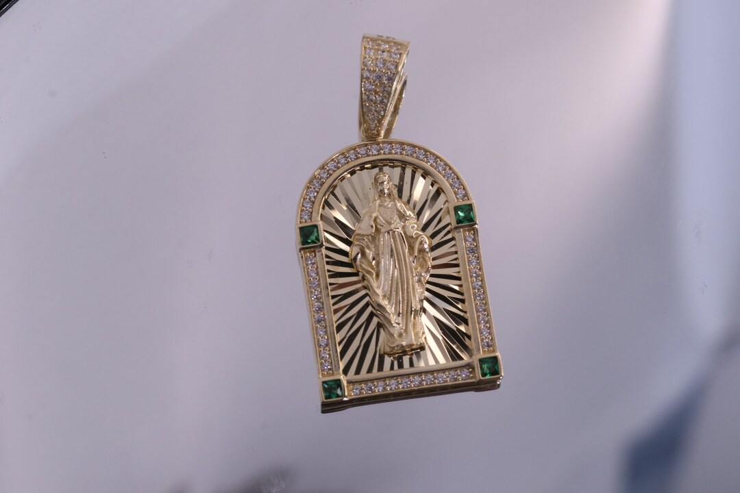 14k Virgin Mary Catholic Pendant / Lady of Guadalupe Religious / Cubic ...