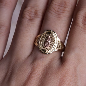 10k Gold Virgin Mary Ring / Dainty Guadalupe Rings / Women Jewelry
