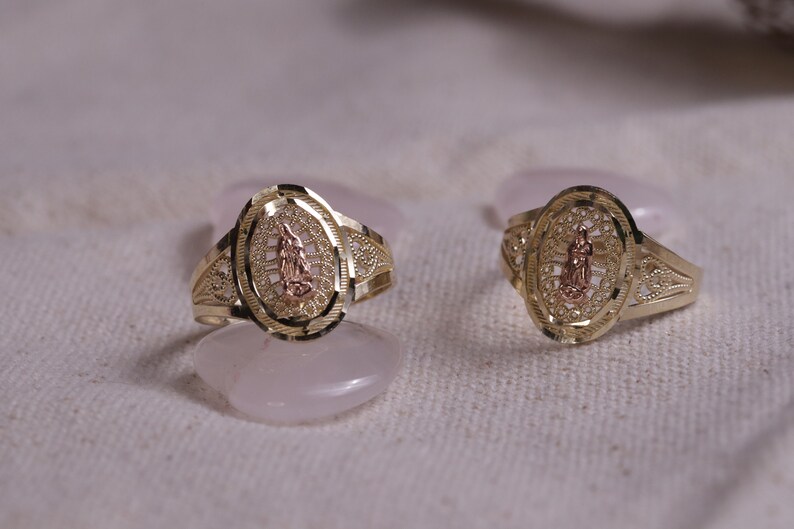 10k Gold Virgin Mary Ring / Dainty Guadalupe Rings / Women Jewelry - Etsy