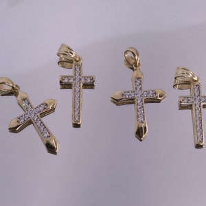 14k Yellow Gold Cross Pendant / Dainty Cross Charms / Religious Pendants / Gold Jewelry / Lightweight Charm / Gift for Women Men