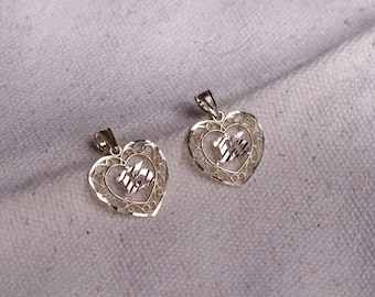 10k 15 Anos Quinceanera Pendant / Quince Heart Pendant / Birthday Necklace / Gift For Her