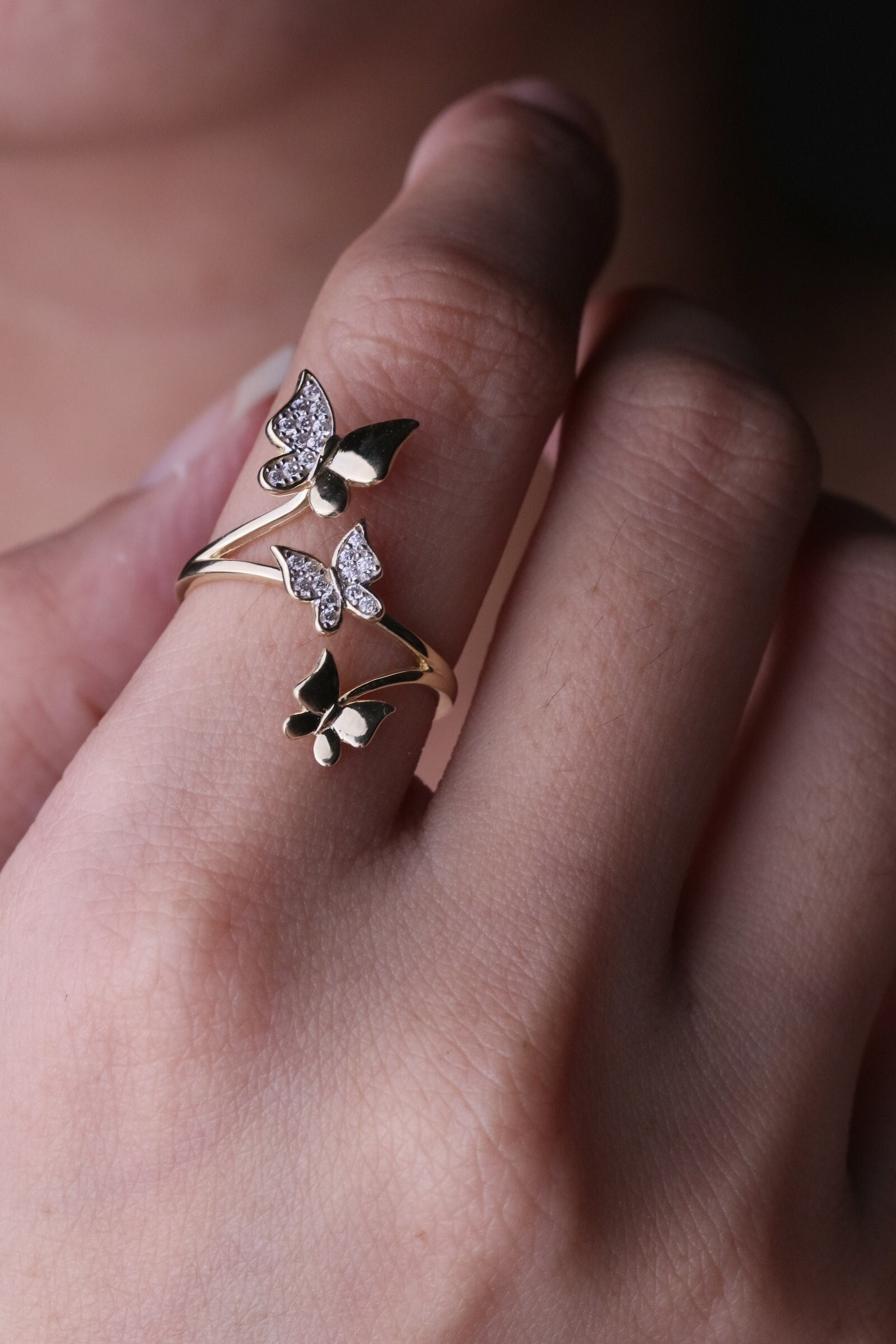 Hj silver 2024 butterfly ring