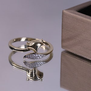 14k Real Gold Fox Ring / Cute Animal Design Jewelry / Dainty Ring / Pet Lovers / Thin Band