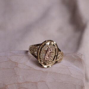 10k Gold Virgin Mary Ring / Dainty Guadalupe Rings / Women Jewelry - Etsy