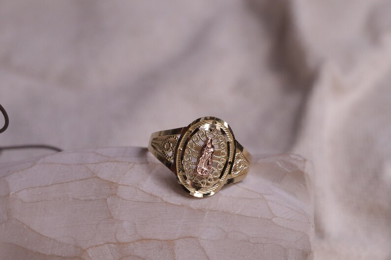 10k Gold Virgin Mary Ring / Dainty Guadalupe Rings / Women Jewelry - Etsy