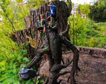 Handgeschilderd boombaarddiorama – Merry and Pippin, LOTR-fanart