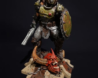 Handbemalte Doom Slayer Figur: Hell's Bane Krieger Resin Model