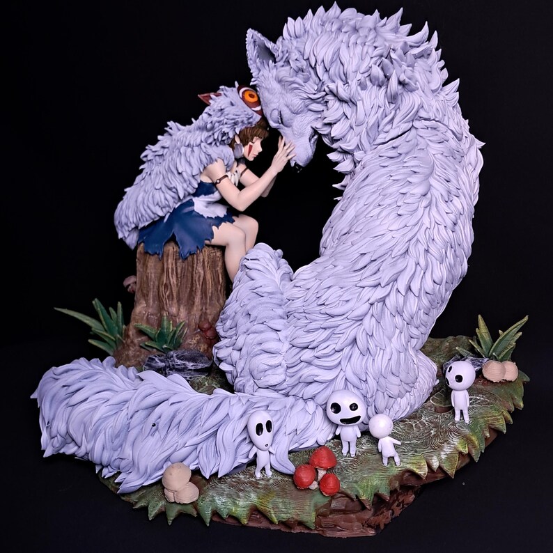 Wolf Spirit Princess Statue: Handbemaltes Anime Modell Bausatz Bild 3