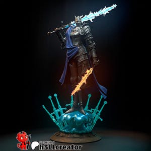 Hand-Painted Twin Moon Knight – Dark Fantasy Warrior – Resin Model Kit – Custom Painted or Unpainted – RPG Collectible Statue – UNOFFICIAL