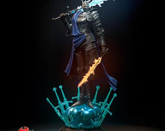 Handbemalte Twin Moon Knight Harz-Statue: Dark Fantasy Krieger Model Kit