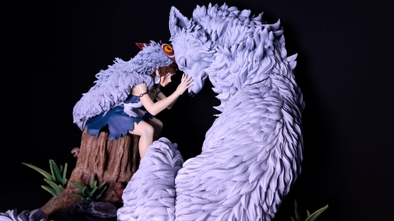 Wolf Spirit Princess Statue: Handbemaltes Anime Modell Bausatz Bild 4