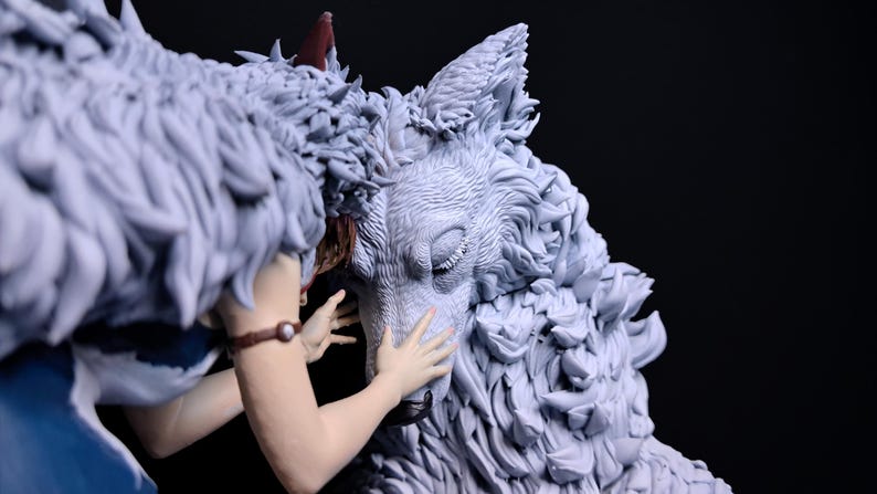 Wolf Spirit Princess Statue: Handbemaltes Anime Modell Bausatz Bild 6