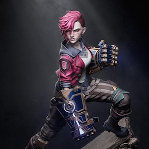 Hand-Painted Arcane Vi Figure: League of Legends Resin Collectible