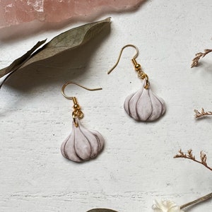 Garlic Bulb Earrings, Polymer Clay Earrings, Food Jewelry, Gift for Chef, Garlic Lover, Handmade Jewelry