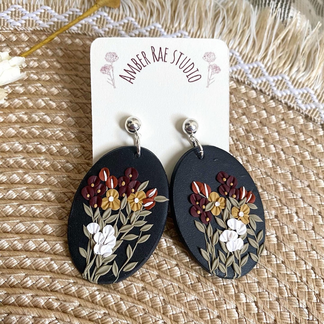 Dangle Earring Black Owned Clay Earrings Buy Clay Flower Earrings