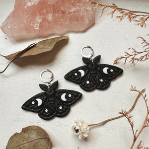 Celestial Moth Earrings, Handmade Butterfly Clay Earrings, Witchy Nature Jewelry, Unique Polymer Clay Earrings, Whimsigoth Jewelry Gift