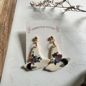 Bloemen heksenhoed kleioorbellen, Witchy herfstsieraden, hemelse grillige Goth-sieraden, spookachtige oorbelcadeau, handgemaakte grillige accessoires