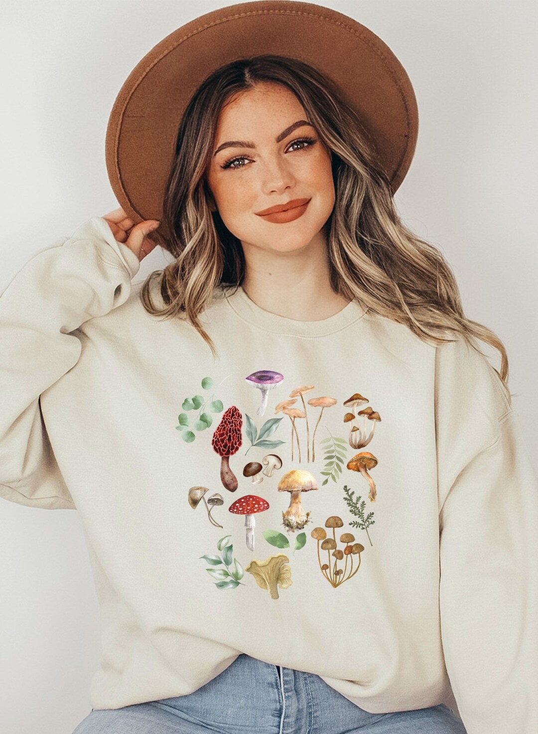 Mushroom Sweatshirt Cottagecore Sweatshirt Boho Crewneck Etsy
