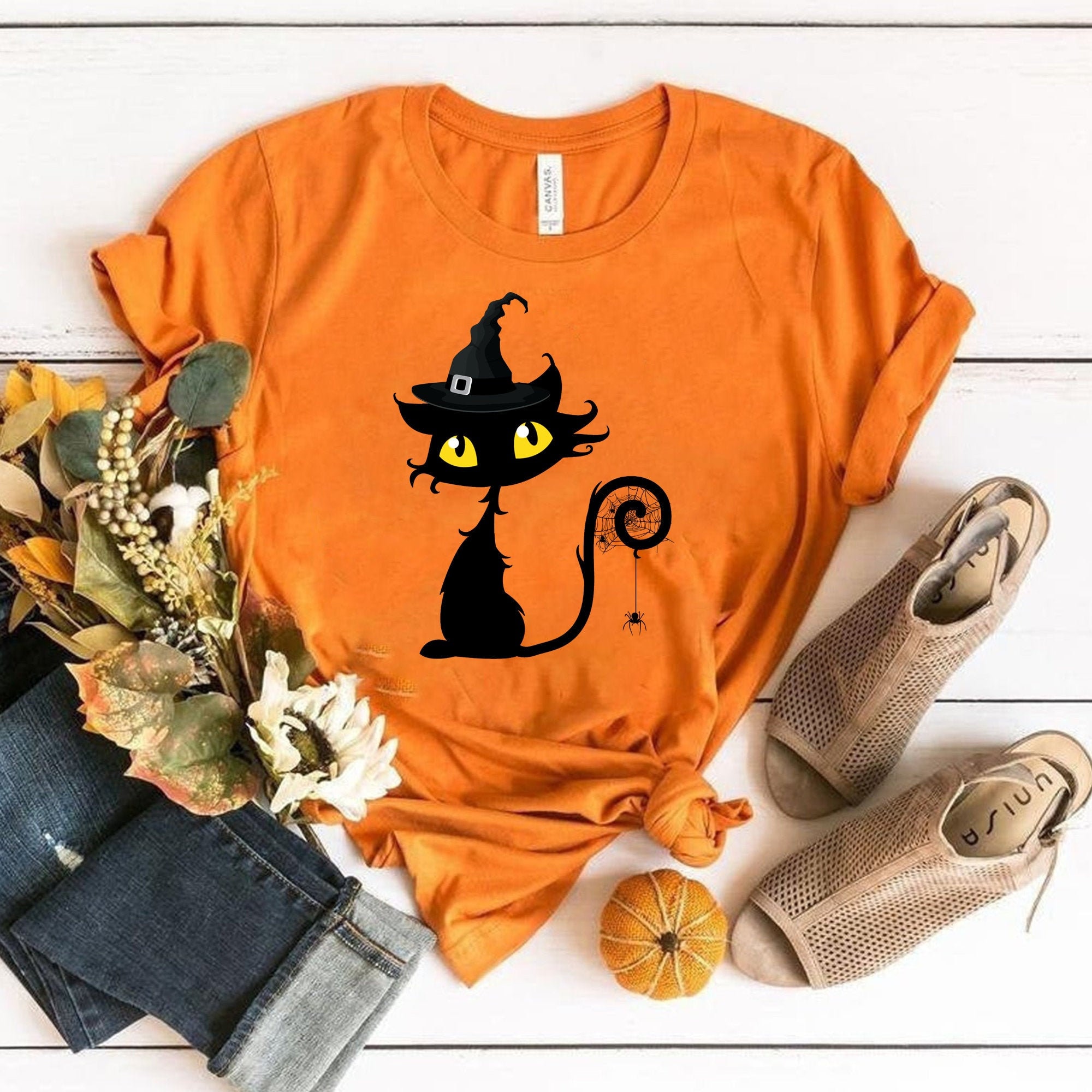 Black Cat Shirts Halloween Cat Shirt Halloween Shirt Etsy