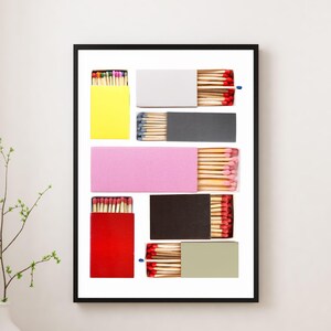 Vintage Matchbox Print, Modny plakat z zapałkami, Sztuka ścienna z pudełek zapałek w stylu retro, Estetyczny wydruk wózka barowego do mieszkania, Niestandardowe pudełka zapałek, Pudełko zapałek