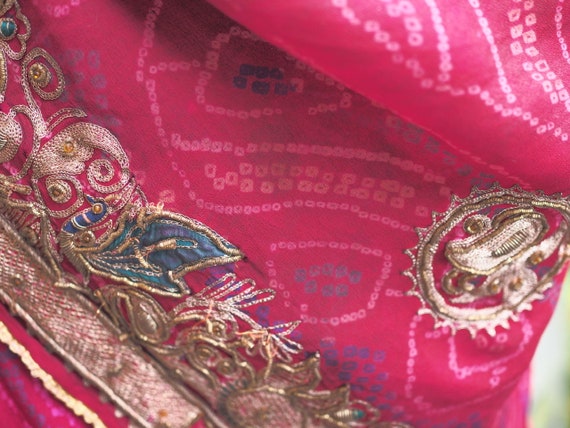 Ancient Indian Silk Ghunghat with Zardosi Embroide