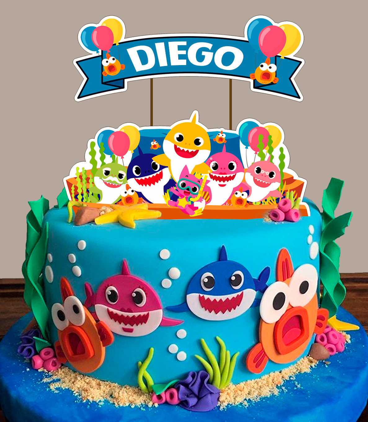 Cake Topper Baby Shark Digital File Birthday Party Birthday Etsy Hong Kong
