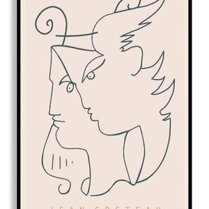 Jean Cocteau, Artist, Sketch, France, Portrait, Vintage, museum poster, Office decor,Japan image 2