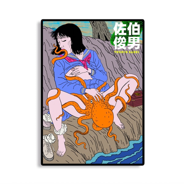Toshio Saeki, Ragazza, Polpo, Cunnilingus, Sesso, Giappone, Manga, Anime, Chillout, stampa poster, Poster,