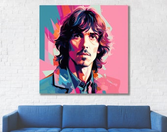 George Harrison, Rock, Liverpool, Legend, Singer, Pop Art, Contemporary Art, Contemporary art, print canvas,